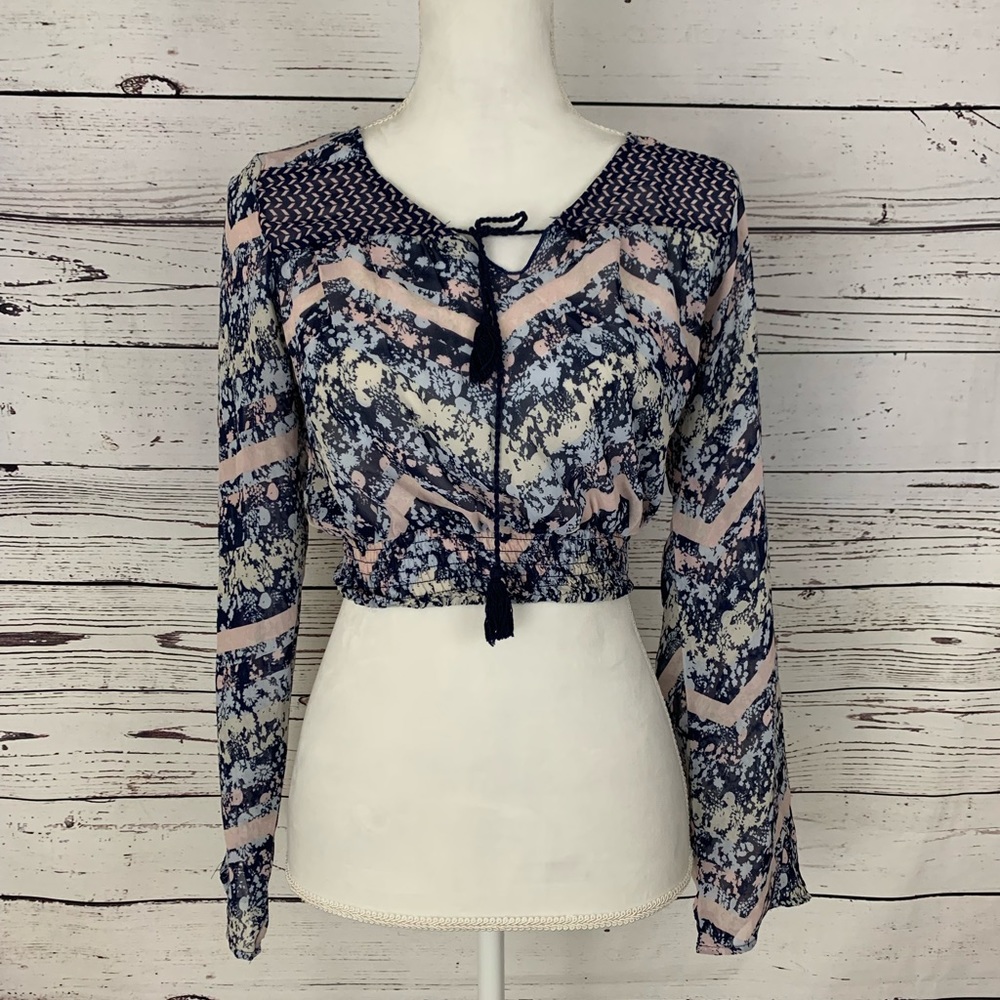 🌵Love Fire Women’s Boho Crop Top Floral/Blue MD